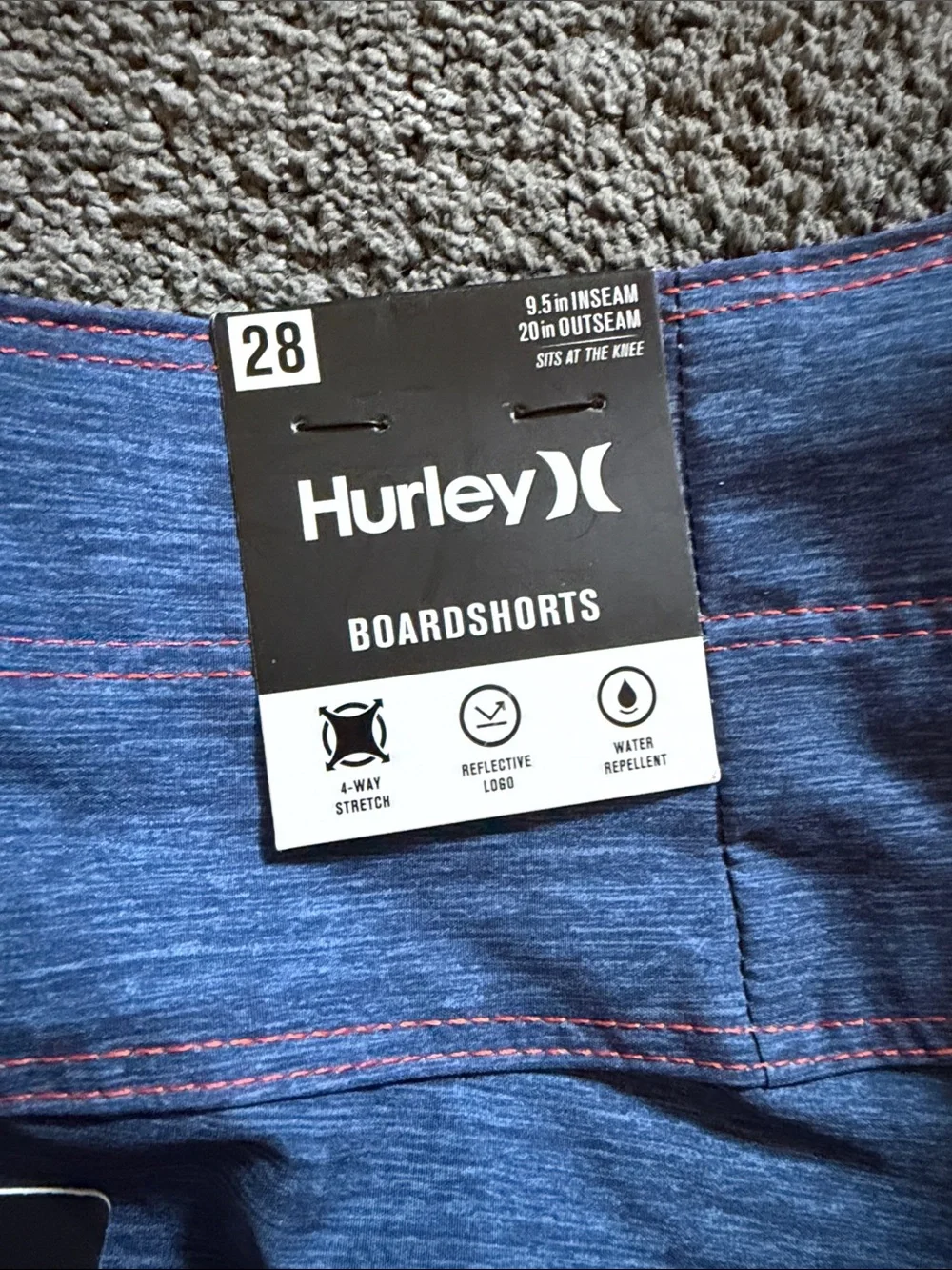 Hurley Blue, Light Blue & Red Colorblock Men's Board Shorts
